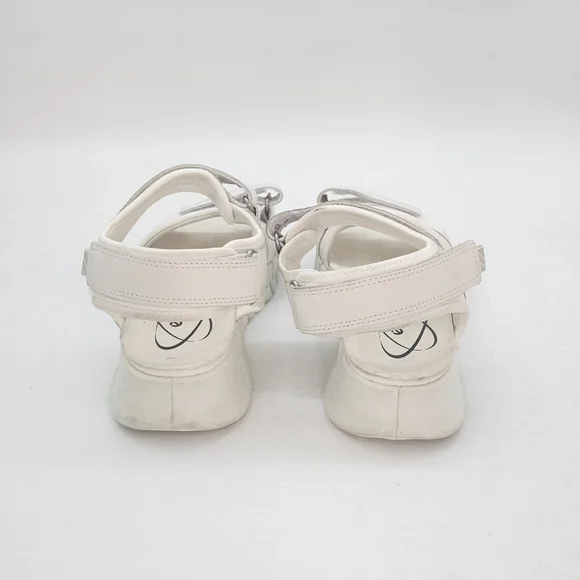 Ecco Gruuv Sol White Leather Sandals 38 7 7.5 Comfort Walking Travel Minimalist - Picture 4 of 9